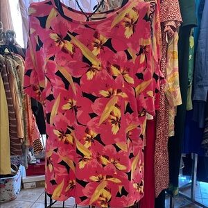 Jules & Leopold Pink and Yellow Floral Short Sleeve Top